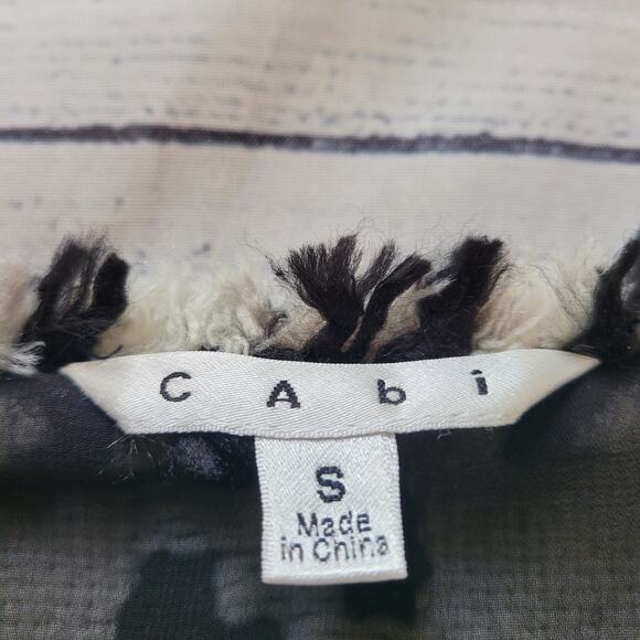 cabi Size S Houndstooth Print Knit Full Zip Fringe Edge Sheath Vest - Picture 6 of 9